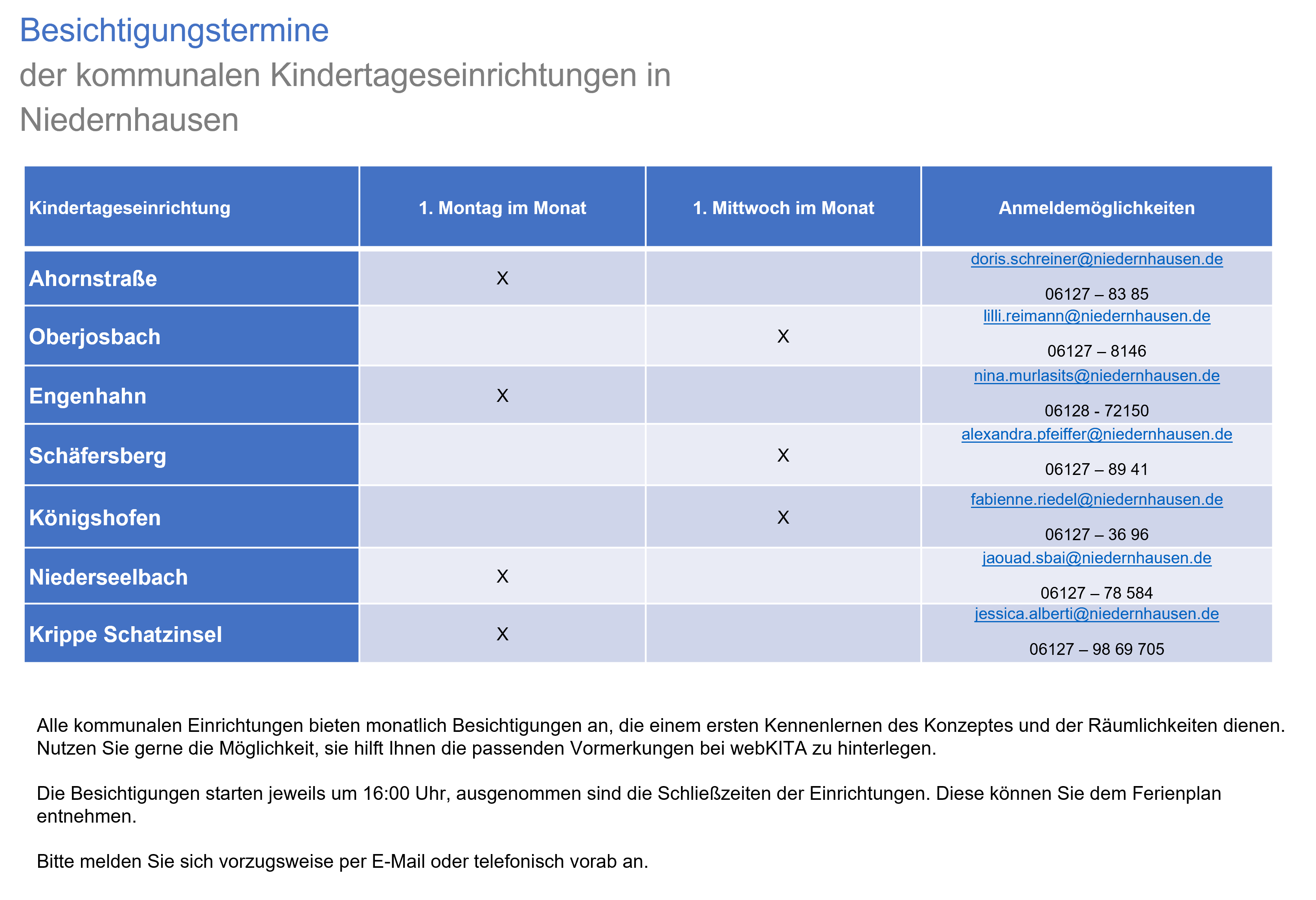 Besichtigungstermine m Text