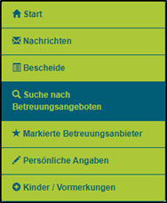 Menü - Suche nach Betreuungsangeboten