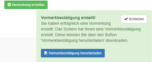 Vormerkbestätigung