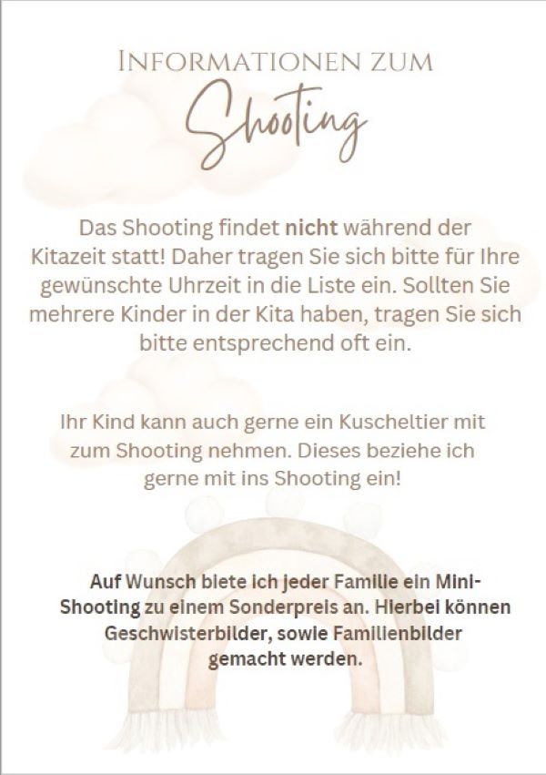 Info zum Shooting