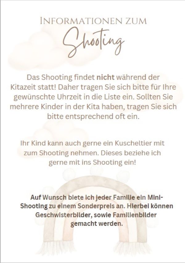 Info zum Shooting