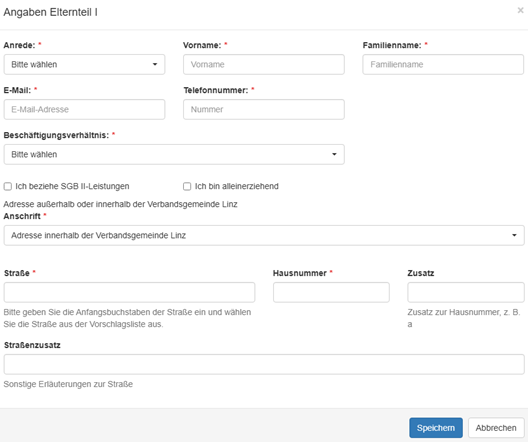 Persönliche Angaben erfassen III