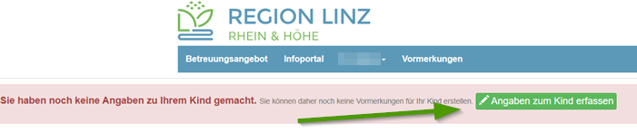 Angaben zum Kind erfassen I