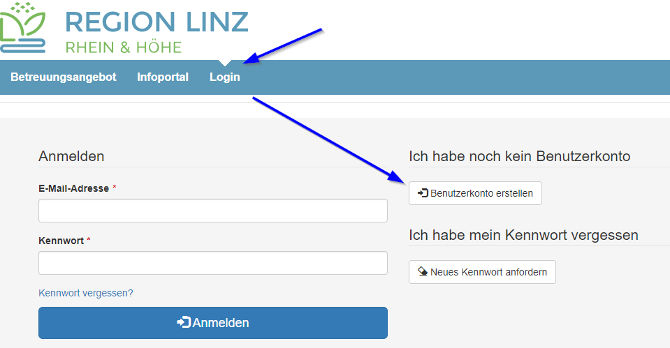 Login - Benutzerkonto erstellen